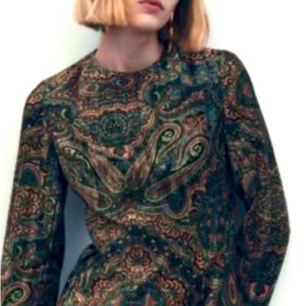 Zara faux Velvet Baroque Holiday Cocktail Party Dress